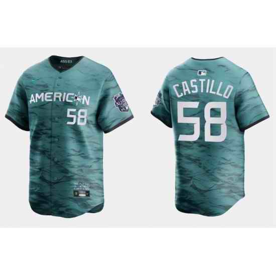 Men Seattle Mariners 58 Luis Castillo Teal 2023 All Star Cool Base With Patch Stitched Baseball Jersey